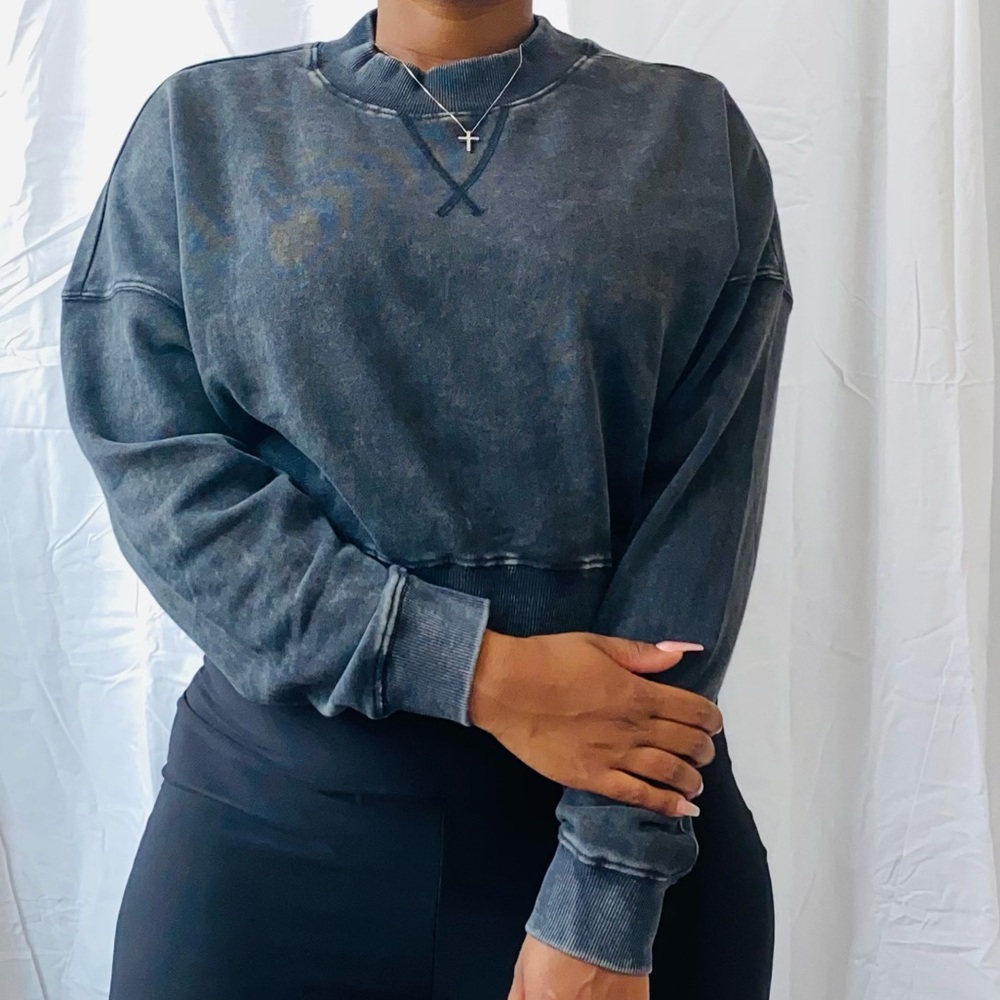 Acid-wash Gray Sweatshirt